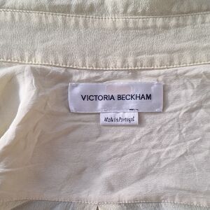 Victoria Beckham Cream Silk Shirt with Signature Label